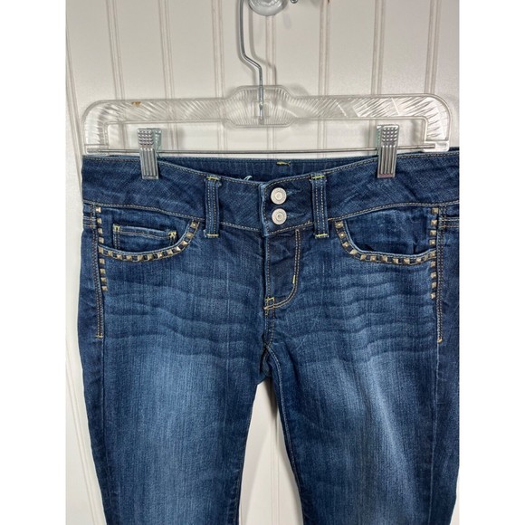 American Eagle Jeans Artist Womens Size 4 Studded Stretch Dark Wash Denim - Picture 3 of 5